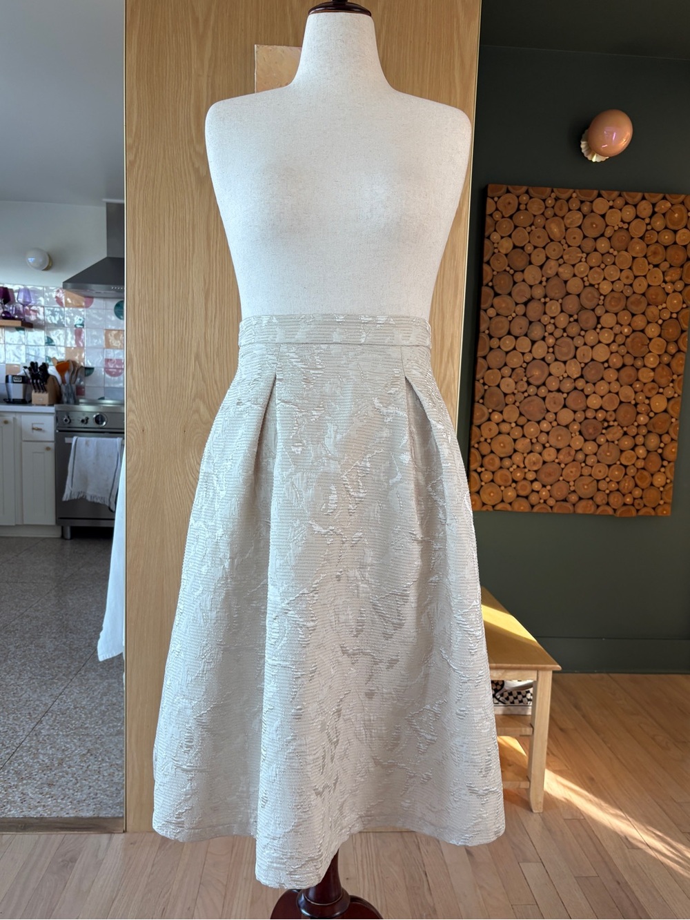 Astr Cream Textured A-Line Skirt
